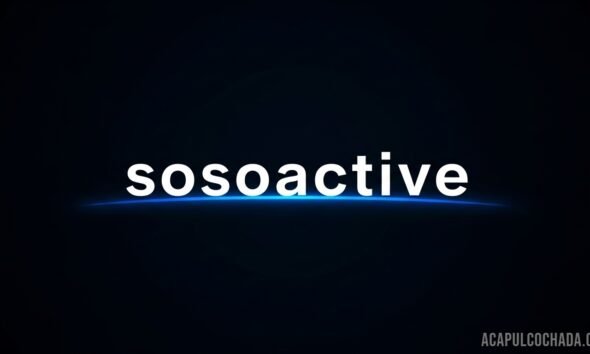 Illustration showing the word sosoactive with social media icons, representing moderate online activity and casual digital engagement.